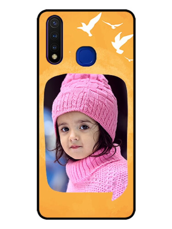 Custom Vivo U20 Personalized Glass Phone Case  - Water Color Design with Bird Icons