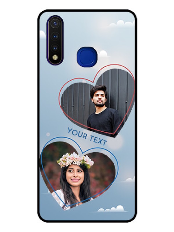 Custom Vivo U20 Custom Glass Mobile Case  - Blue Color Couple Design 