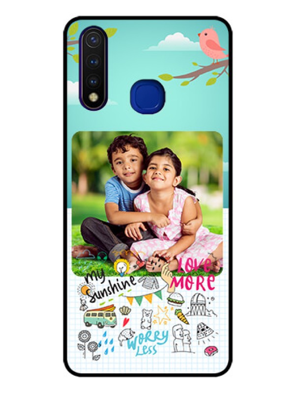 Custom Vivo U20 Photo Printing on Glass Case  - Doodle love Design