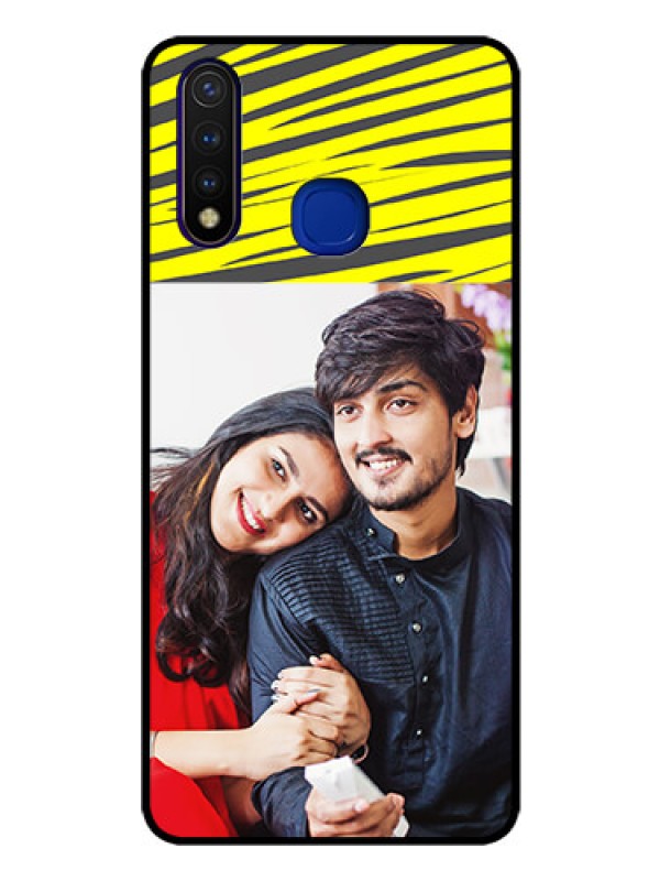 Custom Vivo U20 Photo Printing on Glass Case  - Yellow Abstract Design