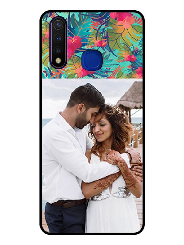 Custom Vivo U20 Photo Printing on Glass Case  - Watercolor Floral Design