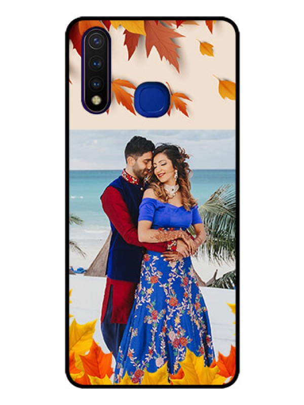 Custom Vivo U20 Photo Printing on Glass Case  - Autumn Maple Leaves Design