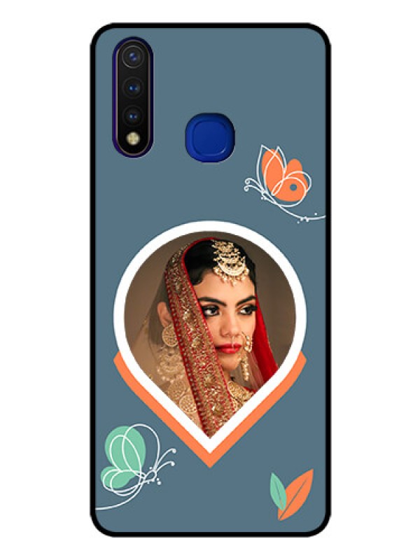 Custom Vivo U20 Custom Glass Mobile Case - Droplet Butterflies Design