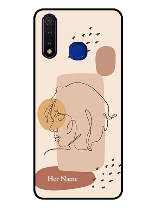 Custom Vivo U20 Photo Printing on Glass Case - Calm Woman line art Design