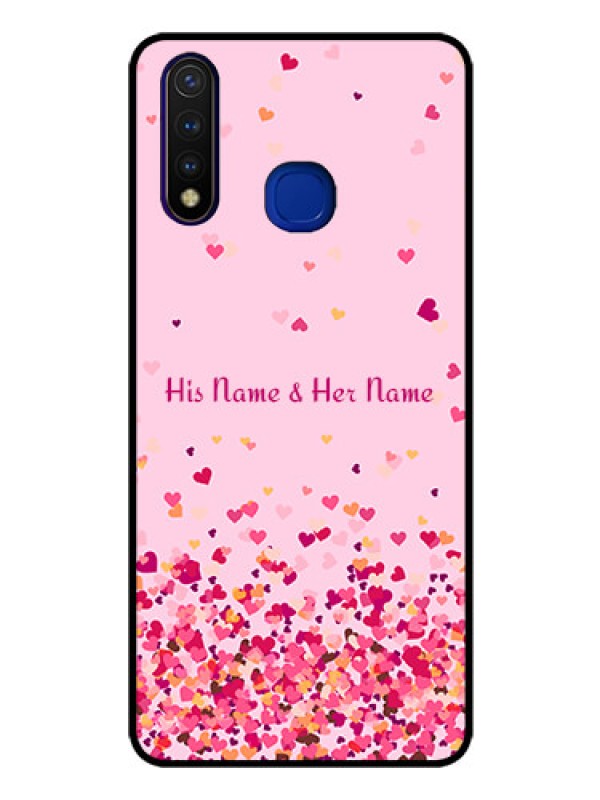 Custom Vivo U20 Photo Printing on Glass Case - Floating Hearts Design