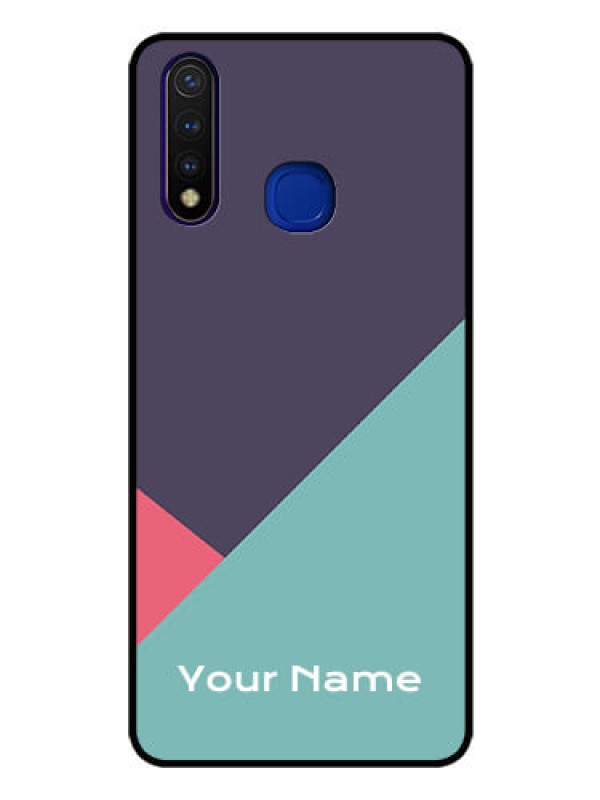 Custom Vivo U20 Custom Glass Mobile Case - Tri Color abstract Design