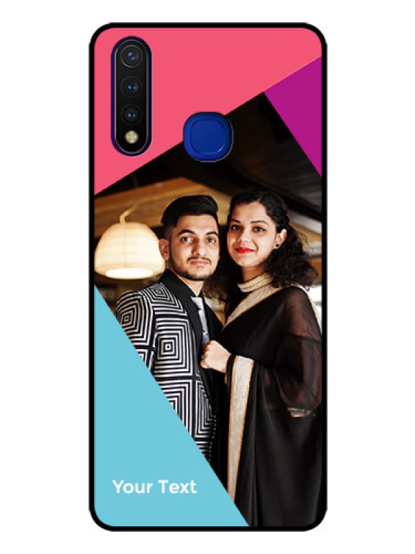 Custom Vivo U20 Custom Glass Mobile Case - Stacked Triple colour Design