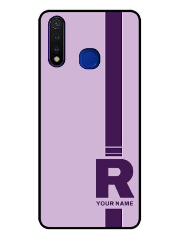 Custom Vivo U20 Photo Printing on Glass Case - Simple dual tone stripe with name Design