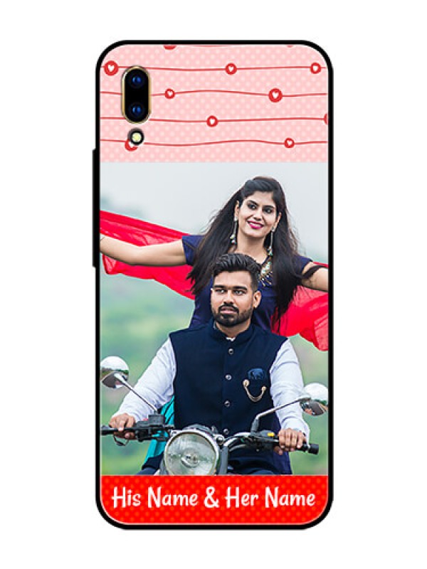 Custom Vivo V11 Pro Personalized Glass Phone Case  - Red Pattern Case Design