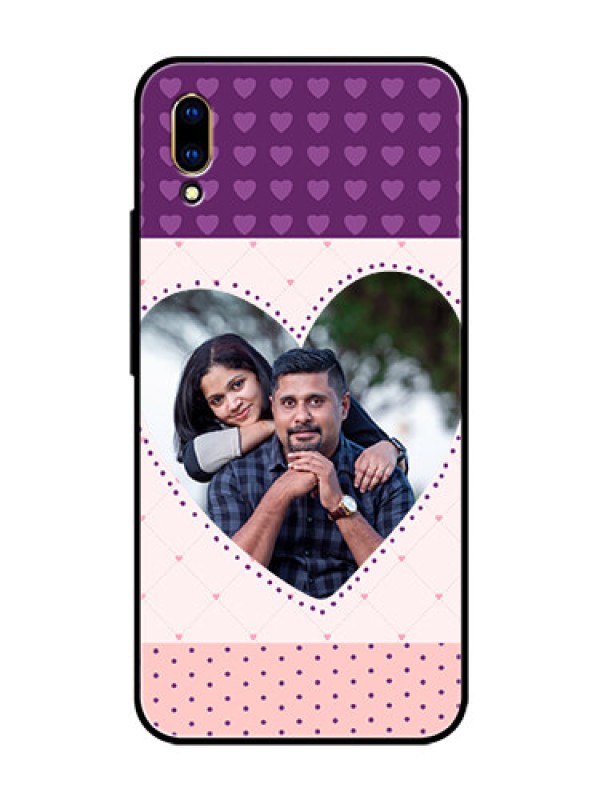 Custom Vivo V11 Pro Custom Glass Phone Case  - Violet Love Dots Design