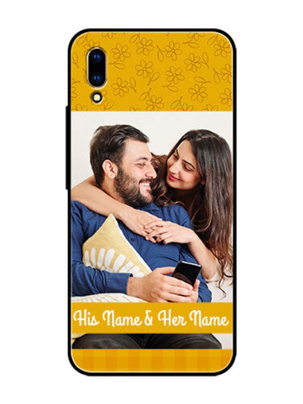 Custom Vivo V11 Pro Custom Glass Mobile Case  - Yellow Floral Design
