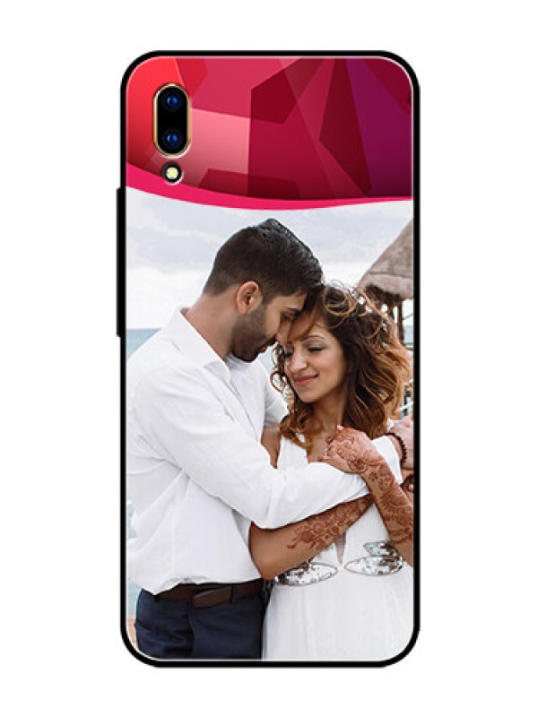 Custom Vivo V11 Pro Custom Glass Mobile Case  - Red Abstract Design