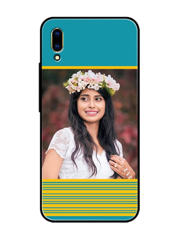 Custom Vivo V11 Pro Custom Glass Phone Case  - Yellow & Blue Design 