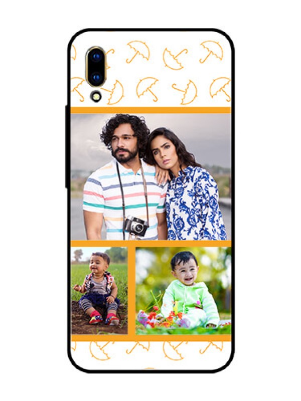 Custom Vivo V11 Pro Custom Glass Mobile Case  - Yellow Pattern Design