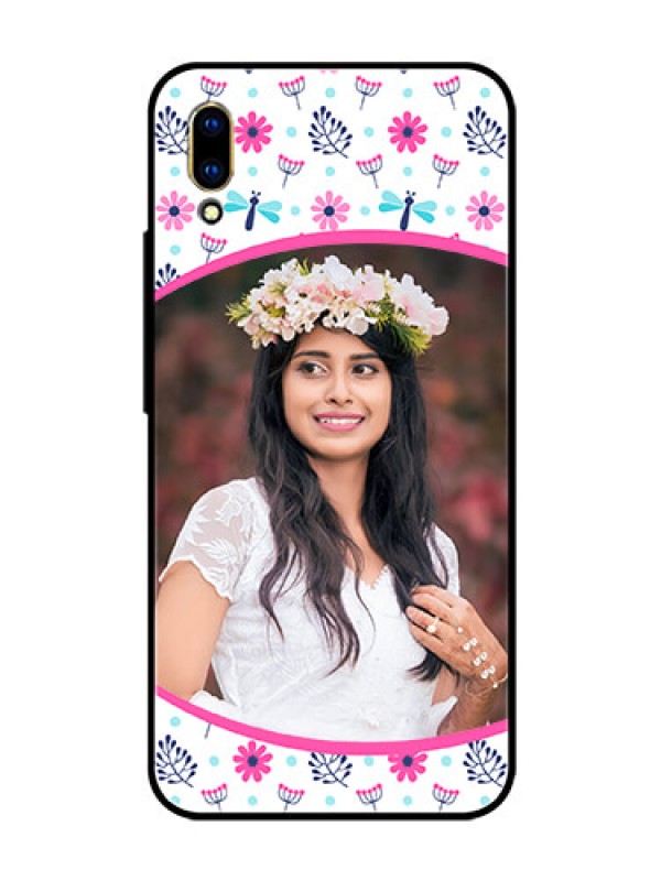 Custom Vivo V11 Pro Photo Printing on Glass Case  - Colorful Flower Design