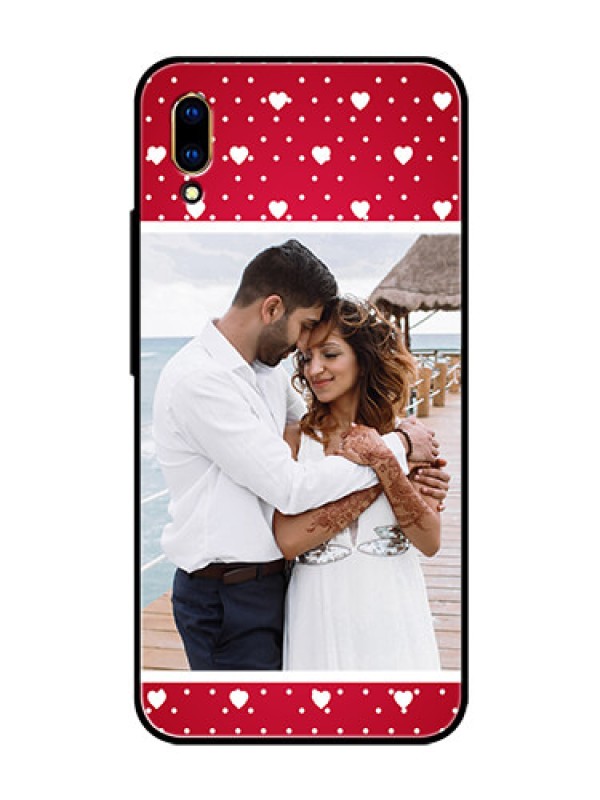 Custom Vivo V11 Pro Photo Printing on Glass Case  - Hearts Mobile Case Design