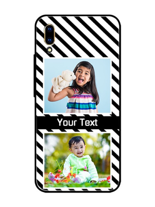 Custom Vivo V11 Pro Photo Printing on Glass Case  - Black And White Stripes Design