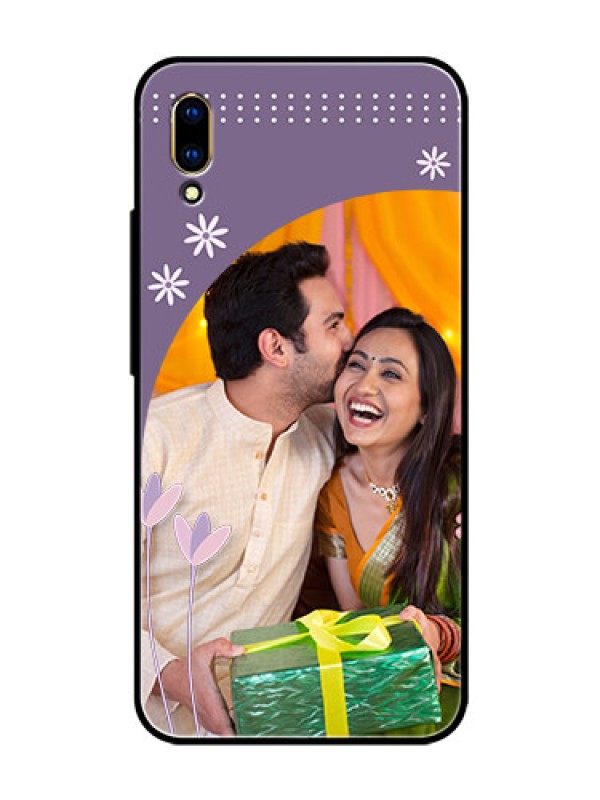 Custom Vivo V11 Pro Custom Glass Mobile Case  - Lavender flowers design 