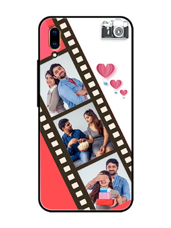 Custom Vivo V11 Pro Personalized Glass Phone Case  - 3 Image Holder with Film Reel