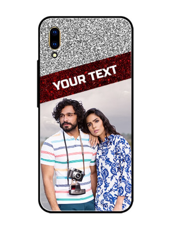 Custom Vivo V11 Pro Personalized Glass Phone Case  - Image Holder with Glitter Strip Design