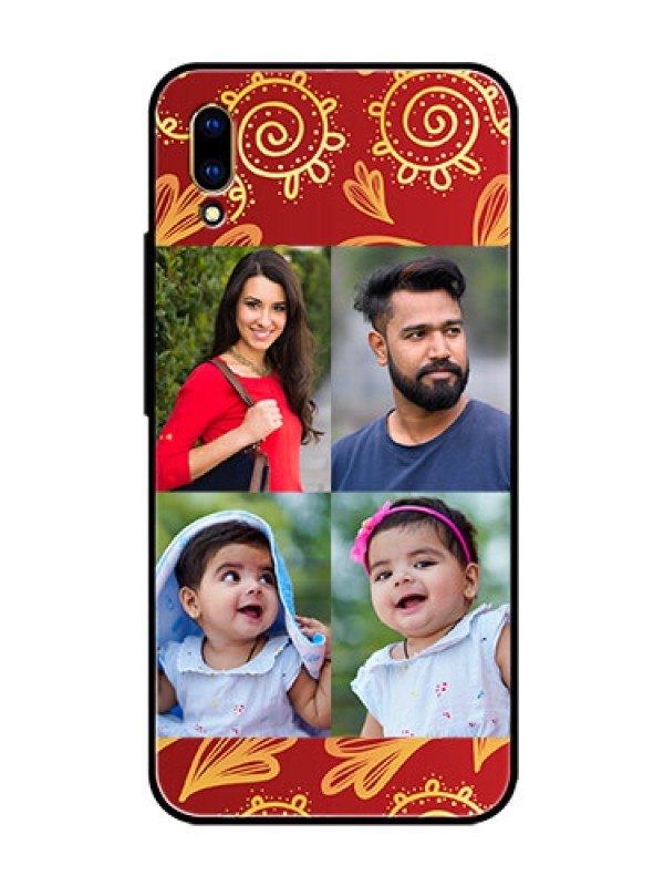 Custom Vivo V11 Pro Photo Printing on Glass Case  - 4 Image Traditional Design
