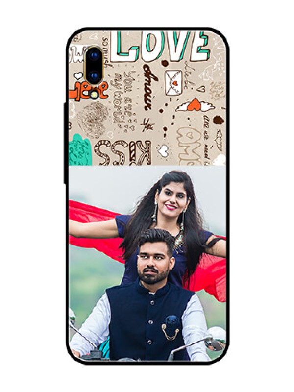 Custom Vivo V11 Pro Custom Glass Phone Case  - Love Doodle Pattern 