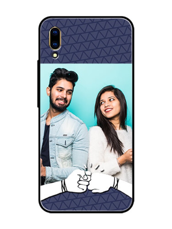 Custom Vivo V11 Pro Photo Printing on Glass Case  - with Best Friends Design  