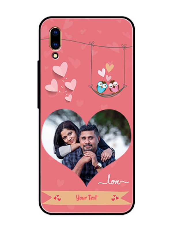 Custom Vivo V11 Pro Personalized Glass Phone Case  - Peach Color Love Design 