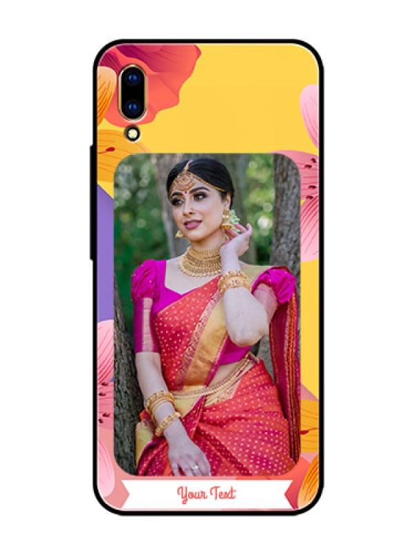 Custom Vivo V11 Pro Custom Glass Mobile Case  - 3 Image With Vintage Floral Design