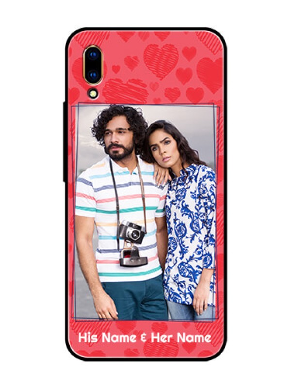 Custom Vivo V11 Pro Photo Printing on Glass Case  - with Red Heart Symbols Design