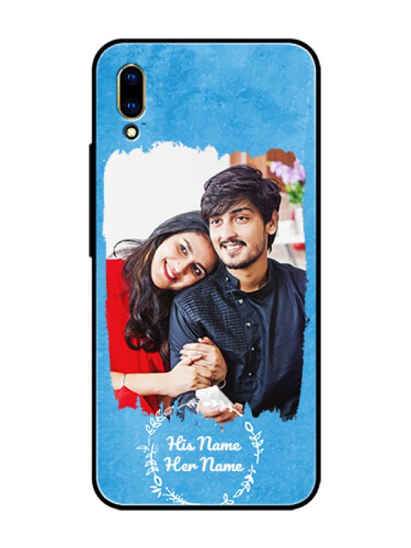 Custom Vivo V11 Pro Custom Glass Phone Case - Blue Color Vintage Design