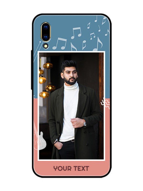 Custom Vivo V11 Pro Photo Printing on Glass Case  - with Color Musical Note Design