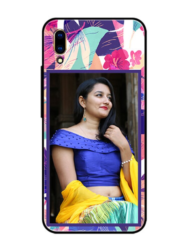 Custom Vivo V11 Pro Custom Glass Mobile Case  - Abstract Floral Design