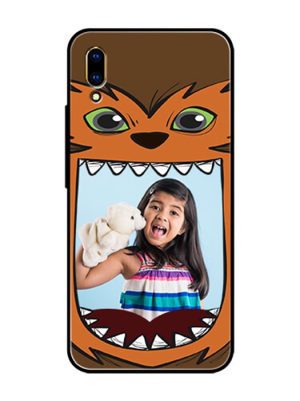 Custom Vivo V11 Pro Photo Printing on Glass Case  - Owl Monster Back Case Design