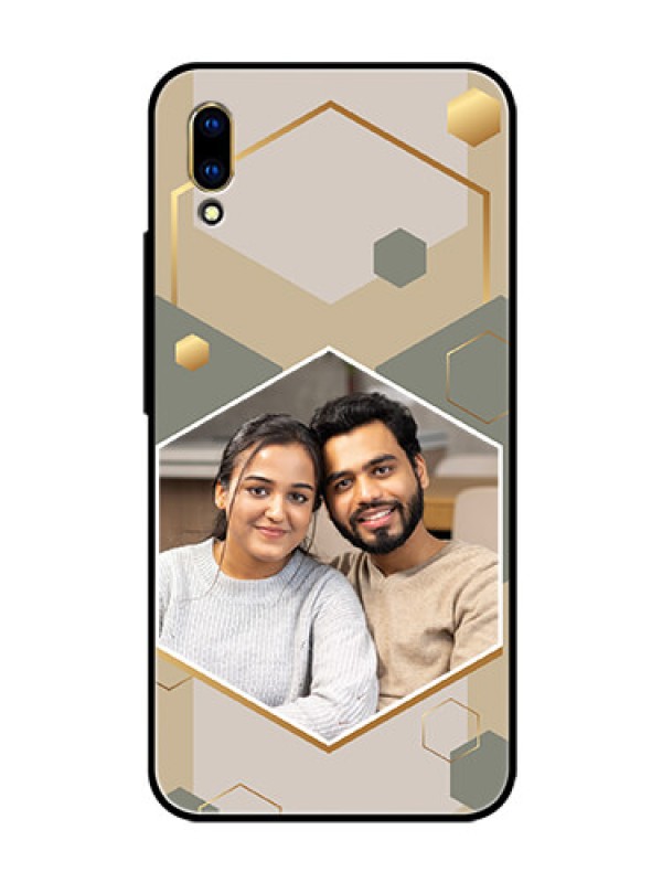 Custom Vivo V11 Pro Photo Printing on Glass Case - Stylish Hexagon Pattern Design