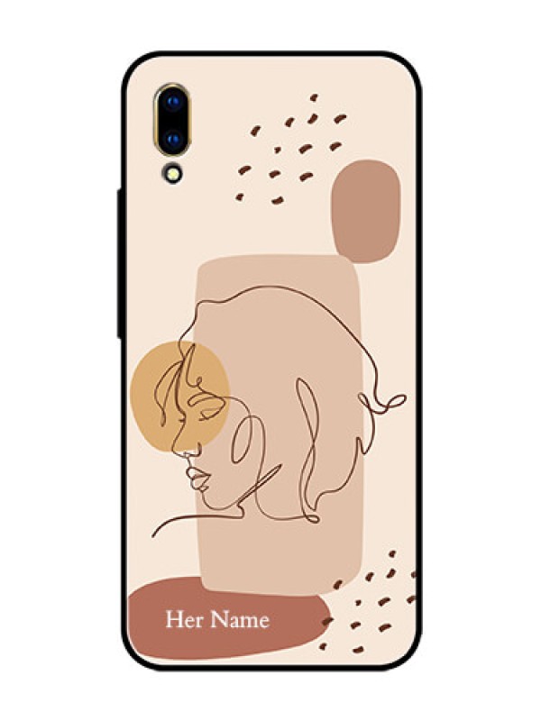 Custom Vivo V11 Pro Photo Printing on Glass Case - Calm Woman line art Design