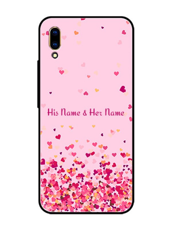 Custom Vivo V11 Pro Photo Printing on Glass Case - Floating Hearts Design