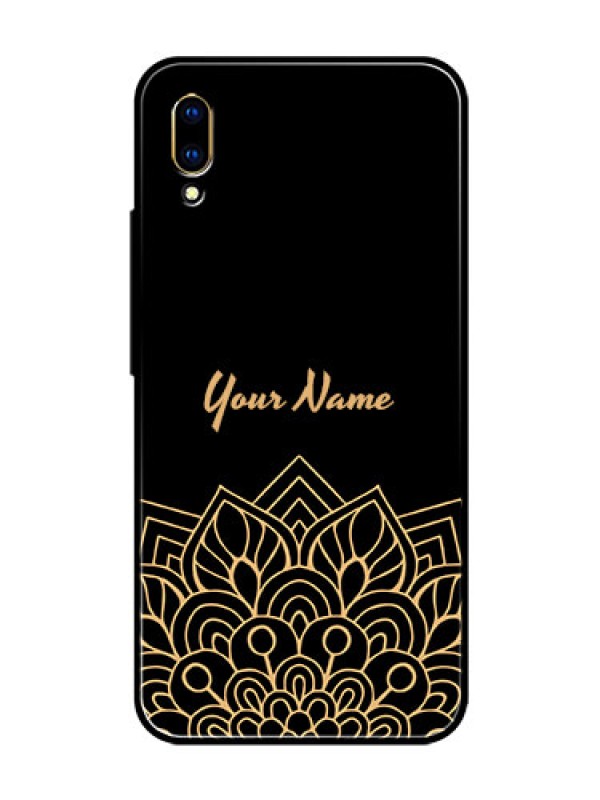 Custom Vivo V11 Pro Custom Glass Phone Case - Golden mandala Design