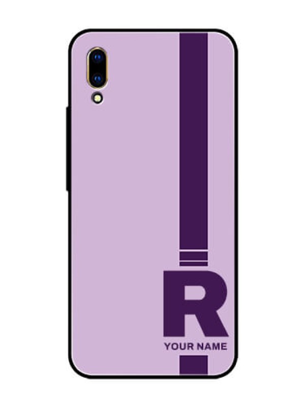 Custom Vivo V11 Pro Photo Printing on Glass Case - Simple dual tone stripe with name Design