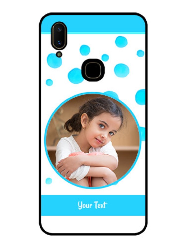 Custom Vivo V11 Photo Printing on Glass Case  - Blue Bubbles Pattern Design