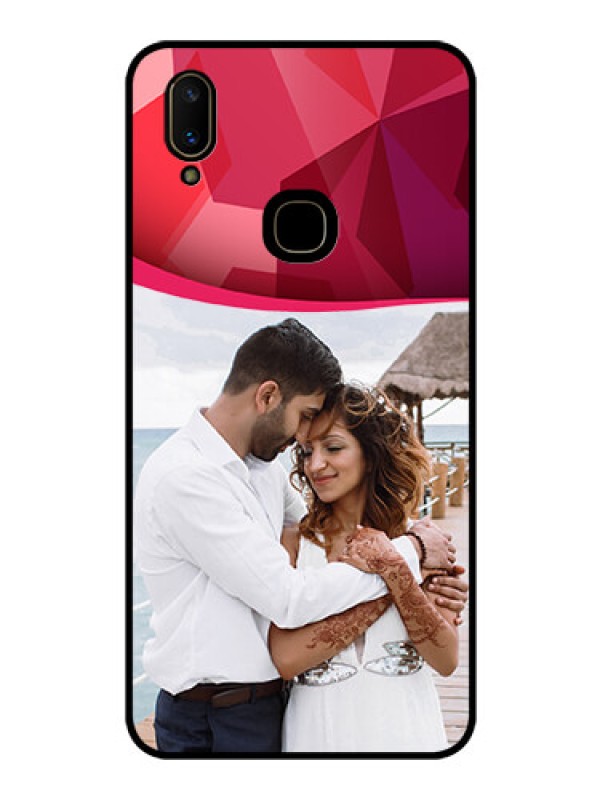 Custom Vivo V11 Custom Glass Mobile Case  - Red Abstract Design