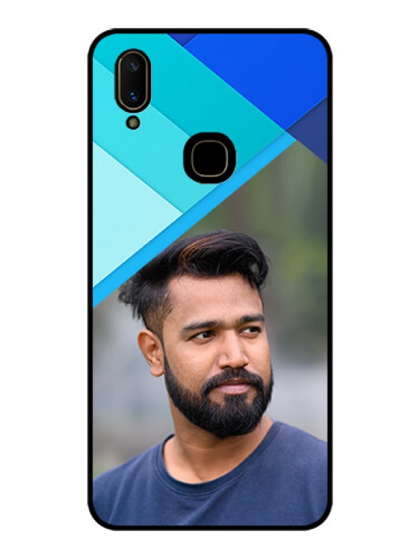 Custom Vivo V11 Custom Glass Phone Case  - Blue Pattern Design