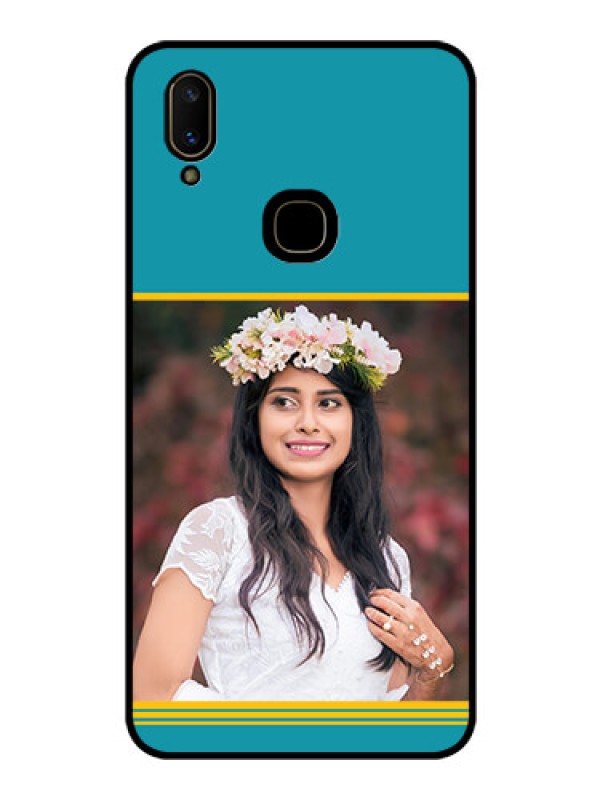 Custom Vivo V11 Custom Glass Phone Case  - Yellow & Blue Design 