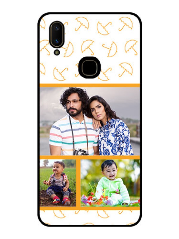 Custom Vivo V11 Custom Glass Mobile Case  - Yellow Pattern Design