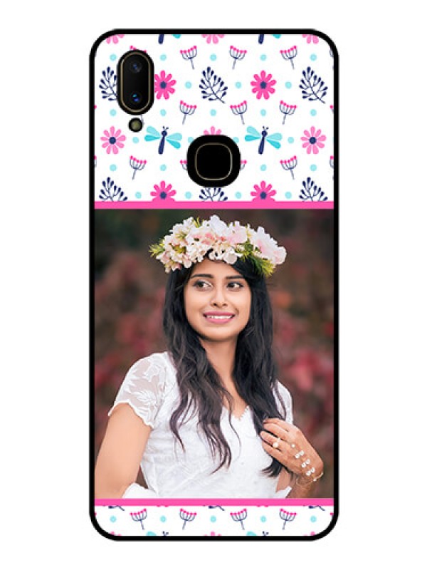 Custom Vivo V11 Photo Printing on Glass Case  - Colorful Flower Design