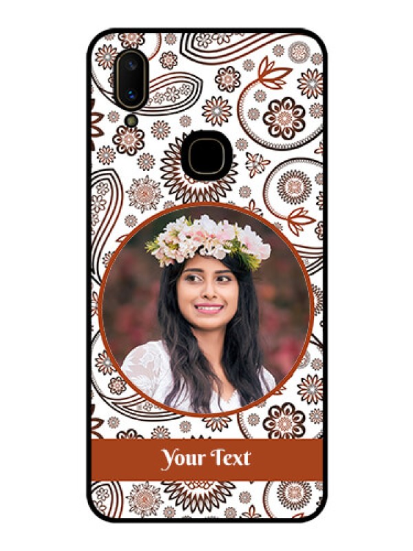 Custom Vivo V11 Custom Glass Mobile Case  - Abstract Floral Design 