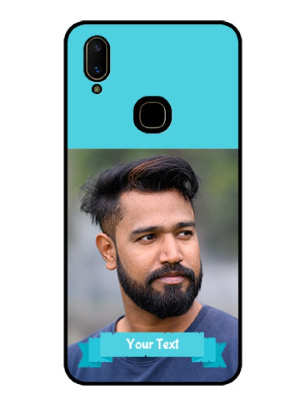 Custom Vivo V11 Personalized Glass Phone Case  - Simple Blue Color Design
