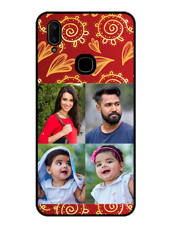 Custom Vivo V11 Photo Printing on Glass Case  - 4 Image Traditional Design