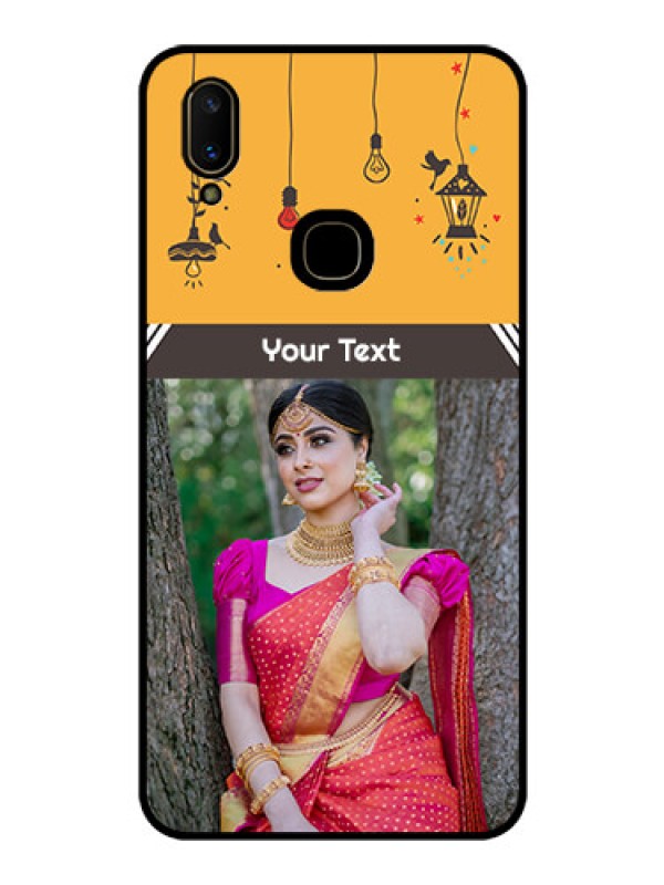 Custom Vivo V11 Custom Glass Mobile Case  - with Family Picture and Icons 