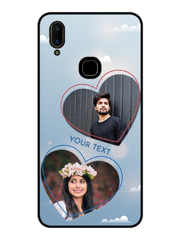 Custom Vivo V11 Custom Glass Mobile Case  - Blue Color Couple Design 